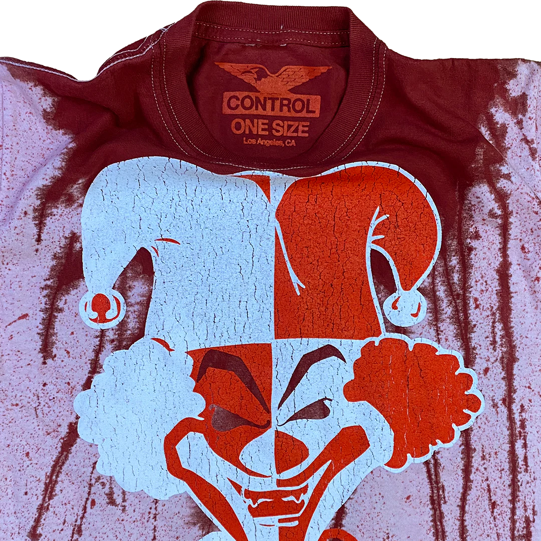 "Carnival Of Carnage Vintage" Womens One-Size T-Shirt In Red Blood Splatter Dye - Image 4