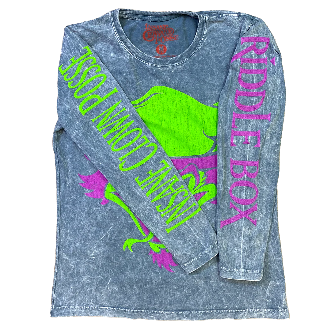 "Riddle Box Vintage" Womens Long Sleeve T-Shirt In Mineral Wash Grey - Image 3