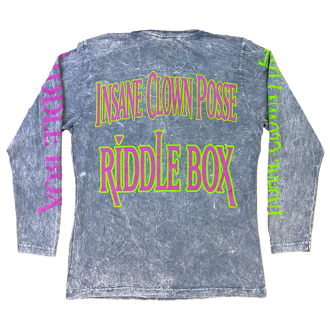 "Riddle Box Vintage" Womens Long Sleeve T-Shirt In Mineral Wash Grey - Image 4